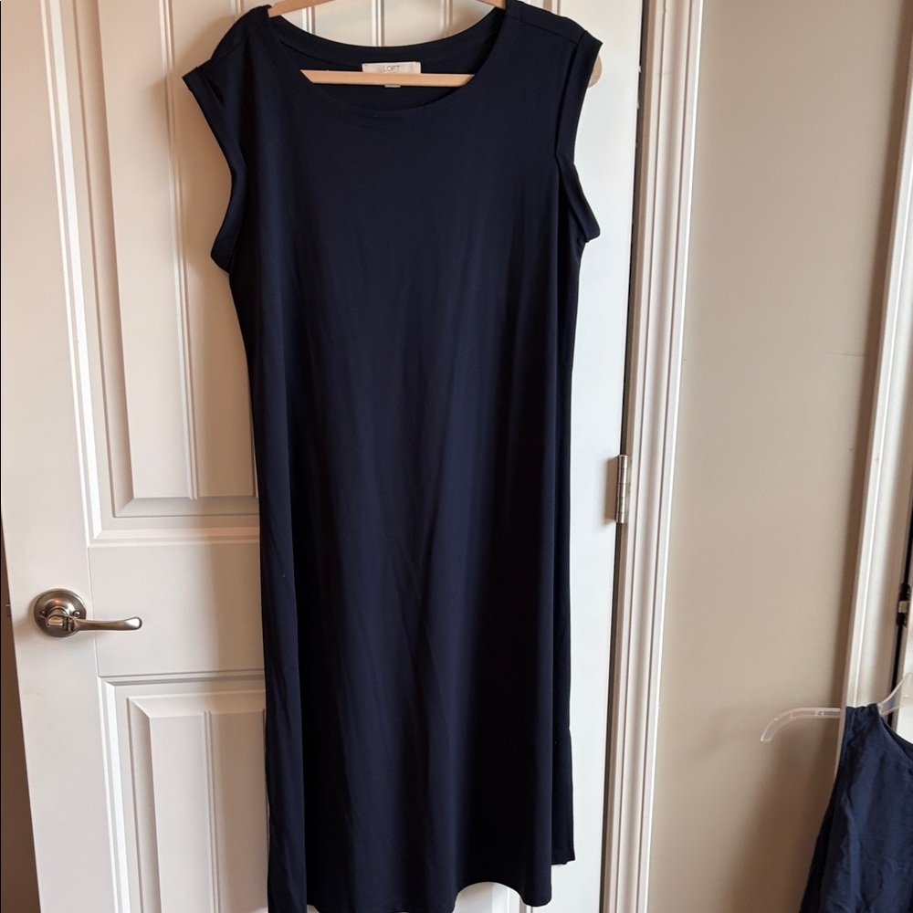 LOFT Dark Blue Sleeveless Midi Dress